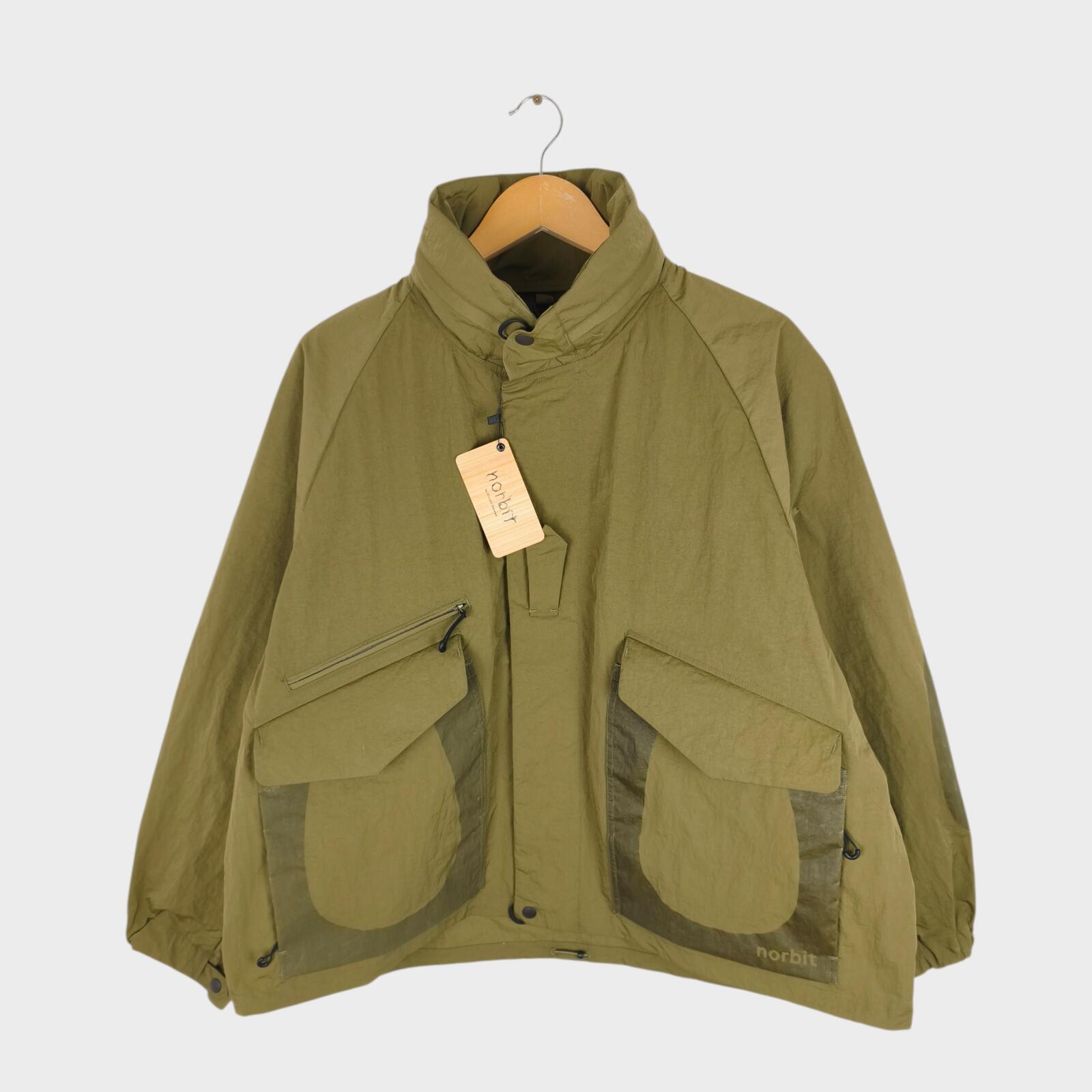 NORBIT BY HIROSHI NOZAWA Men's Olive Green Field Track Parka Jacket