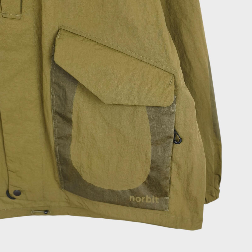 NORBIT BY HIROSHI NOZAWA Men's Olive Green Field Track Parka Jacket
