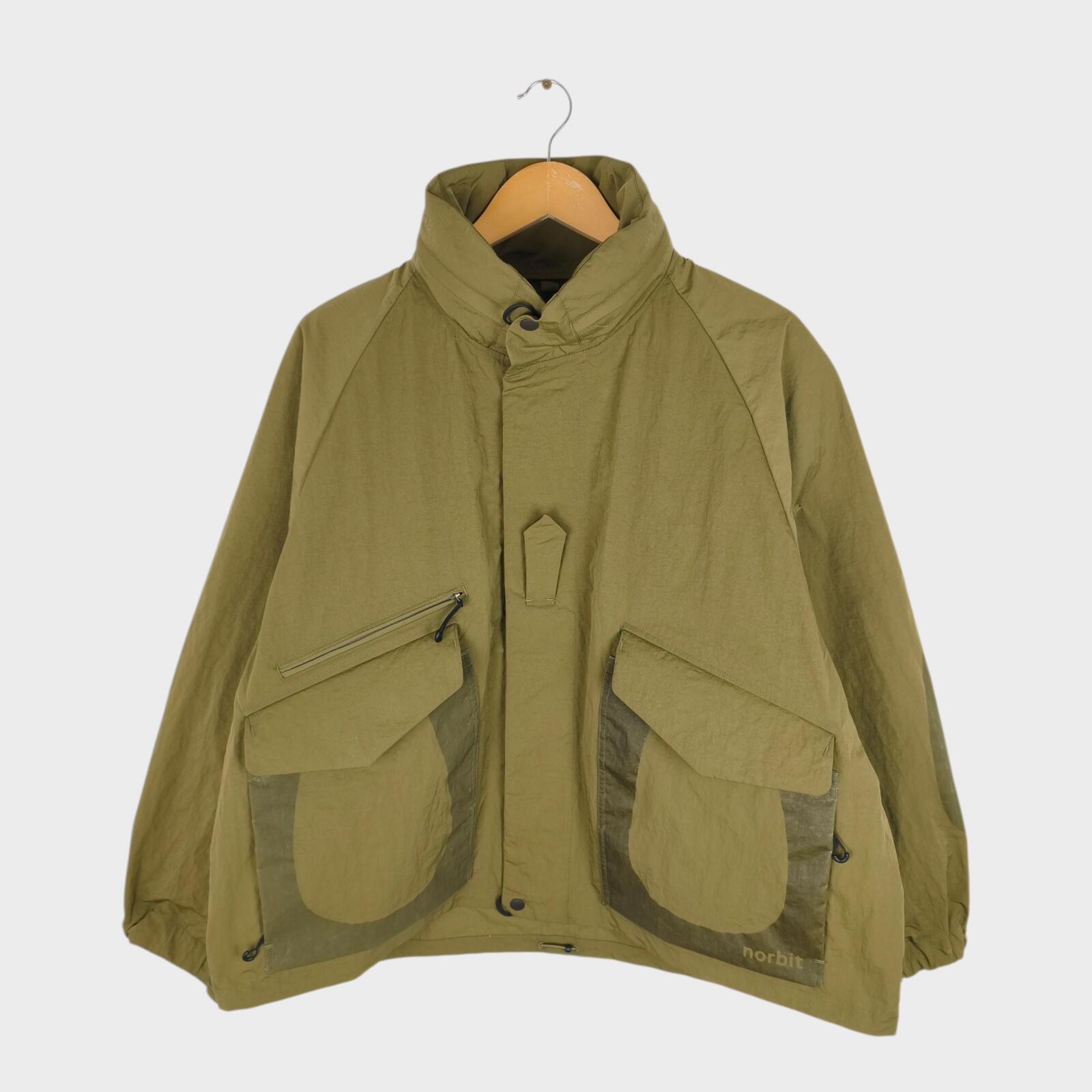 NORBIT BY HIROSHI NOZAWA Men's Olive Green Field Track Parka Jacket