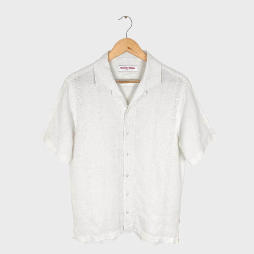 ORLEBAR BROWN Men's White Linen Blend Hibbert Shirt