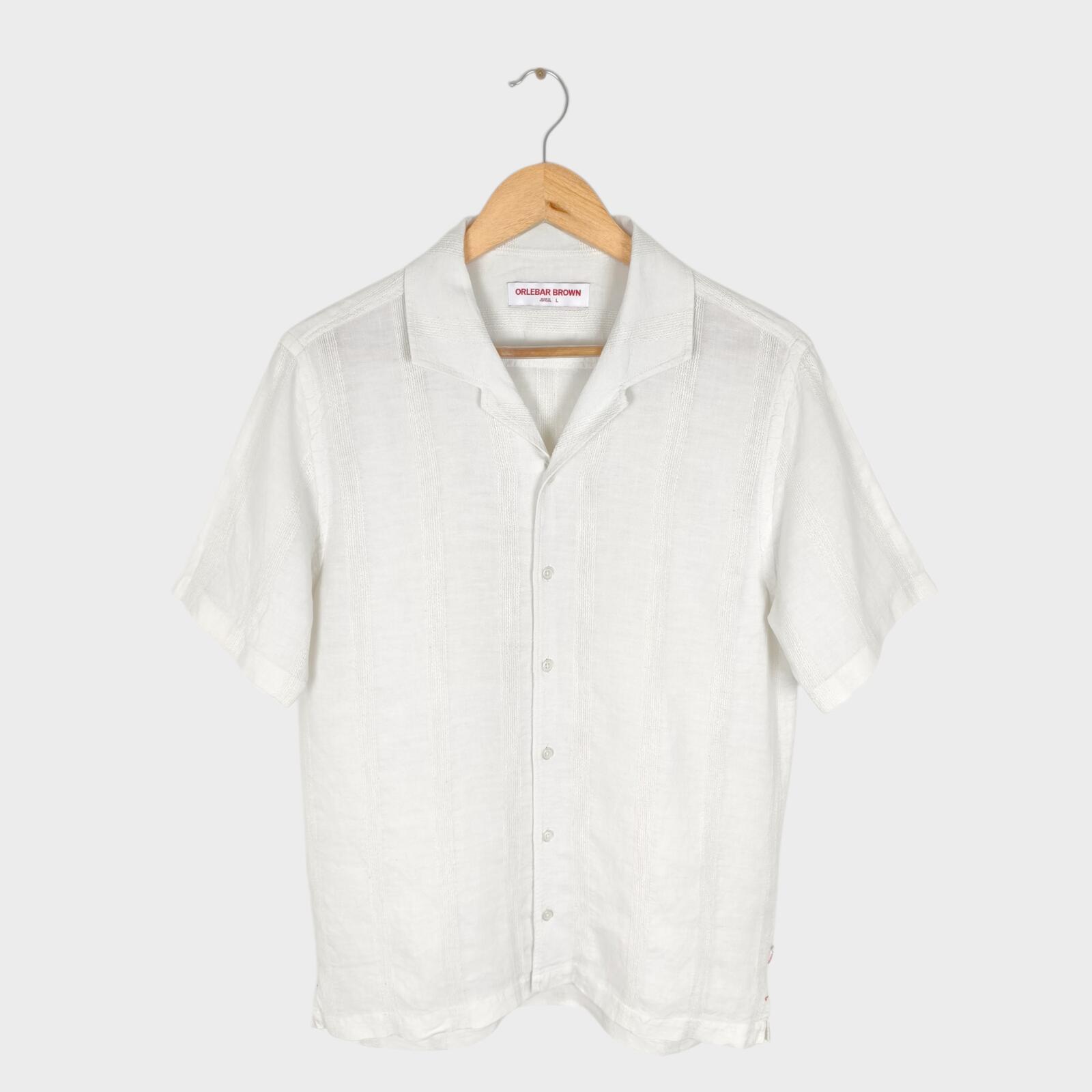 ORLEBAR BROWN Men's White Linen Blend Hibbert Shirt