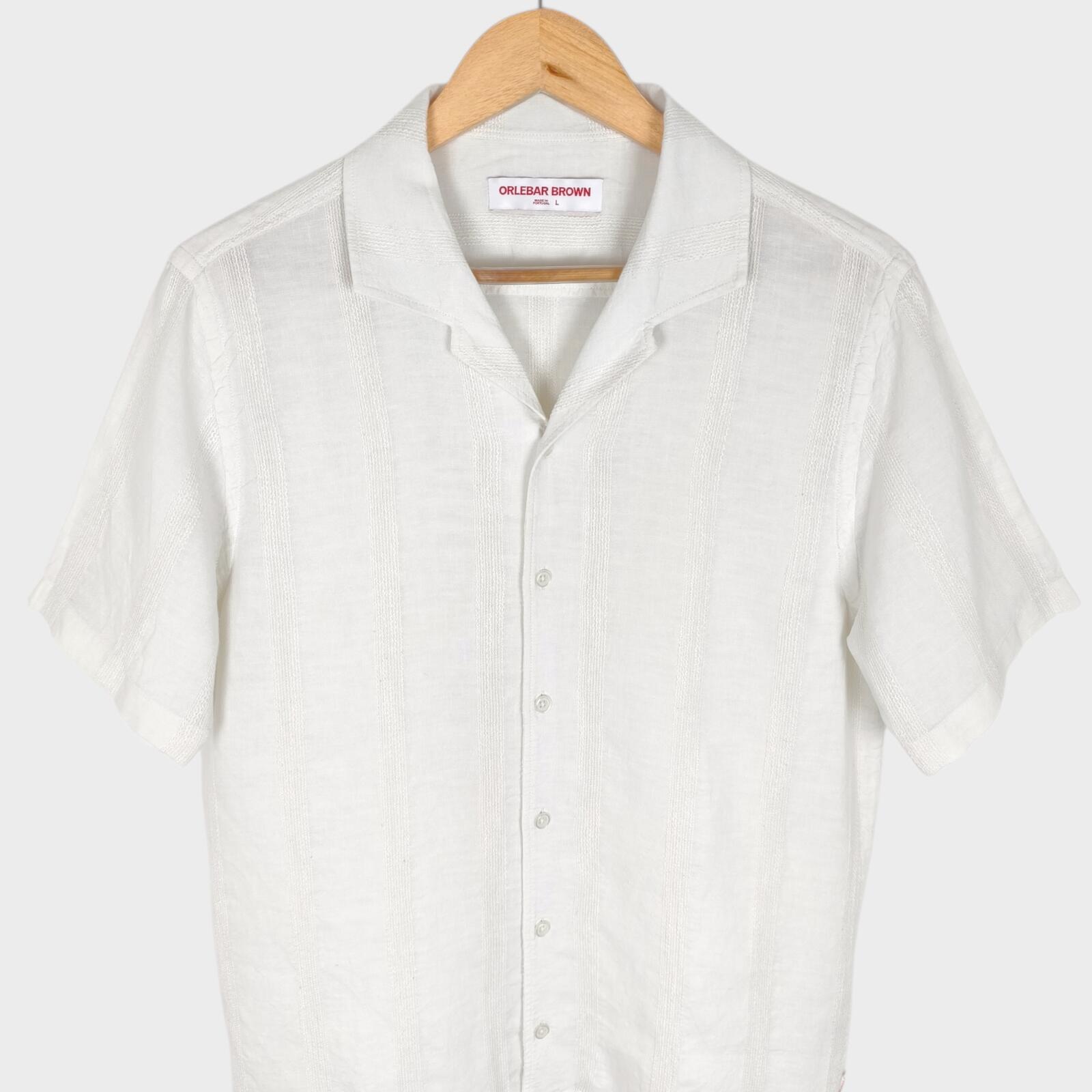 ORLEBAR BROWN Men's White Linen Blend Hibbert Shirt