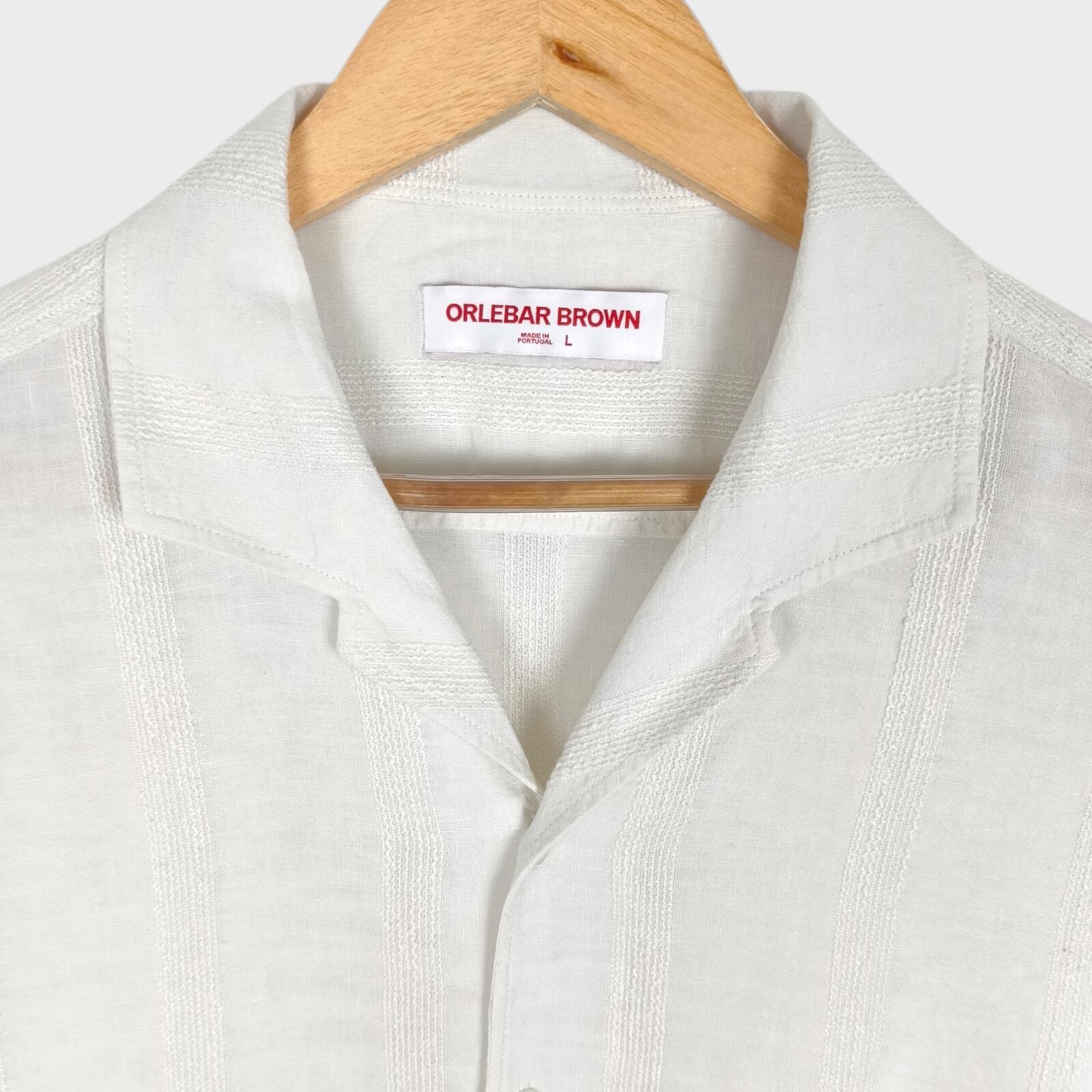 ORLEBAR BROWN Men's White Linen Blend Hibbert Shirt