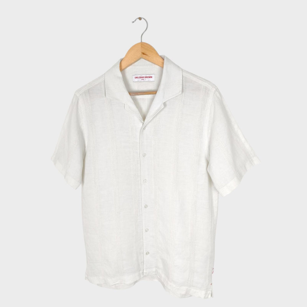 ORLEBAR BROWN Men's White Linen Blend Hibbert Shirt