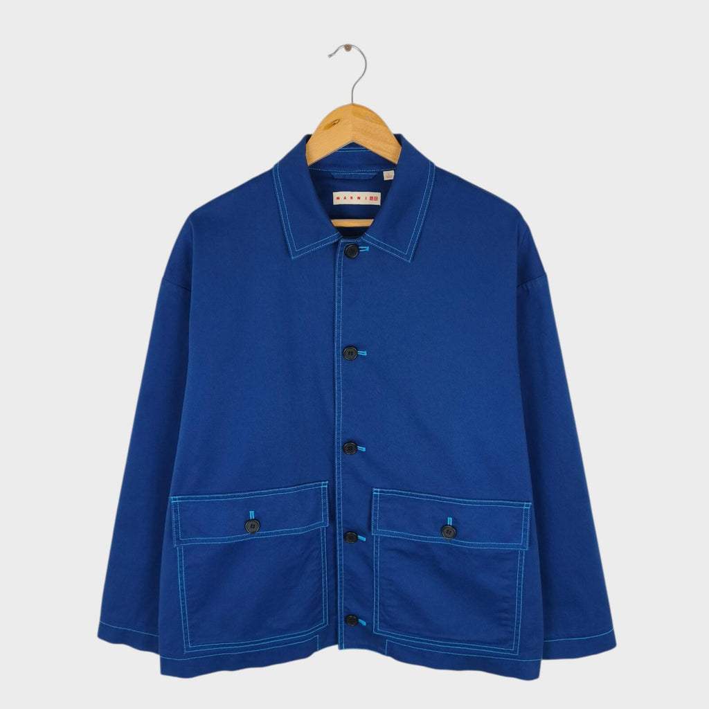 MARNI x UNIQLO Men's Blue Cotton Twill Utility Chore Jacket