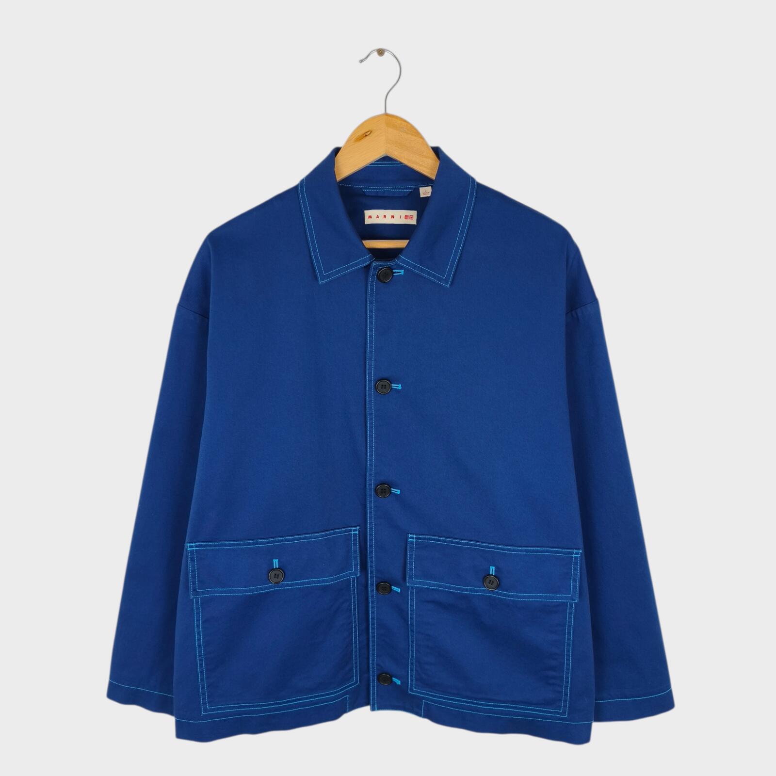 MARNI x UNIQLO Men's Blue Cotton Twill Utility Chore Jacket