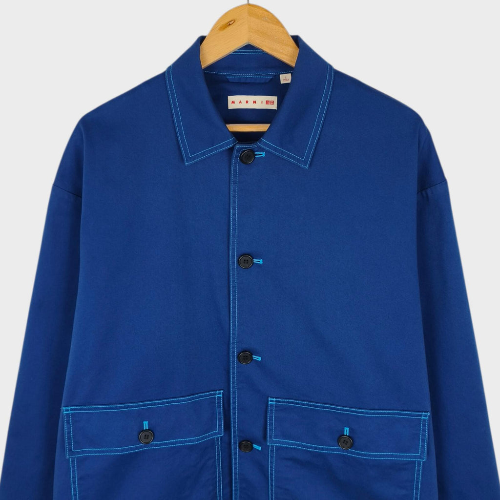 MARNI x UNIQLO Men's Blue Cotton Twill Utility Chore Jacket