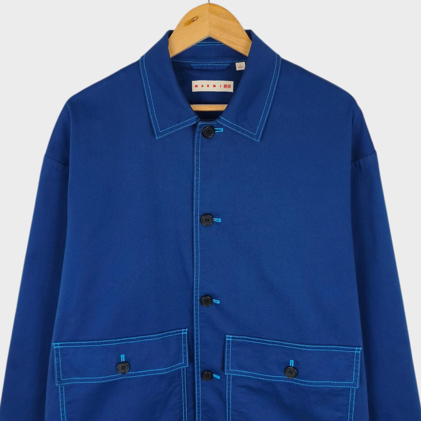 MARNI x UNIQLO Men's Blue Cotton Twill Utility Chore Jacket