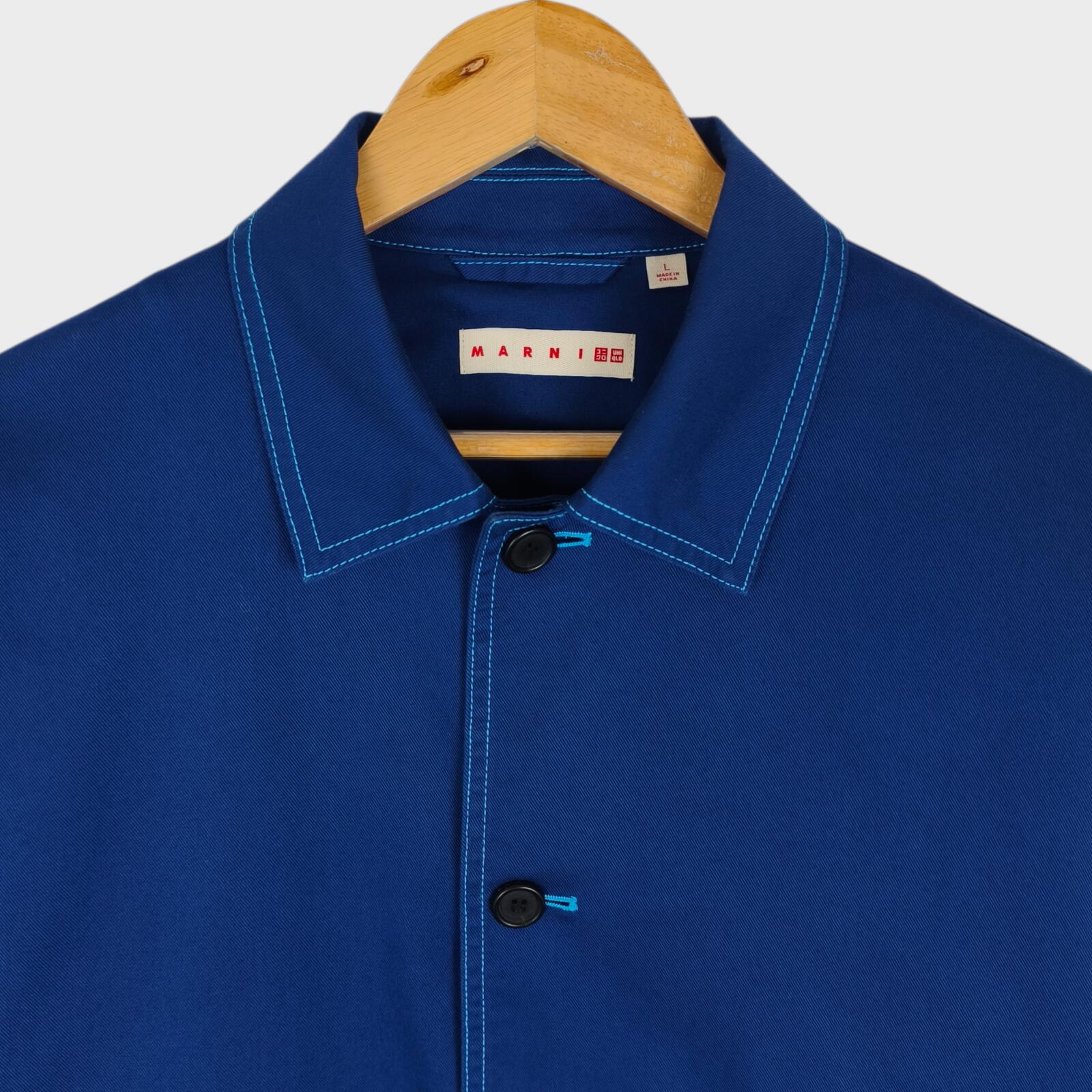 MARNI x UNIQLO Men's Blue Cotton Twill Utility Chore Jacket