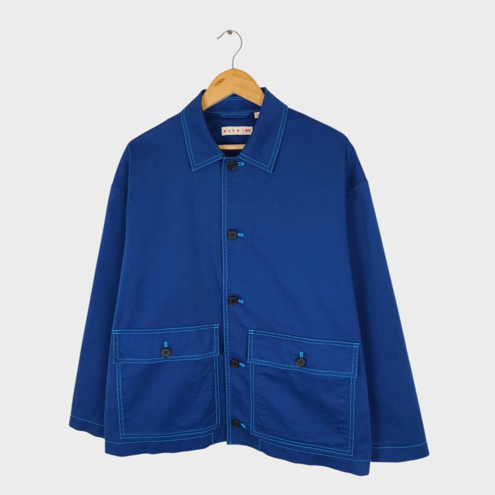 MARNI x UNIQLO Men's Blue Cotton Twill Utility Chore Jacket