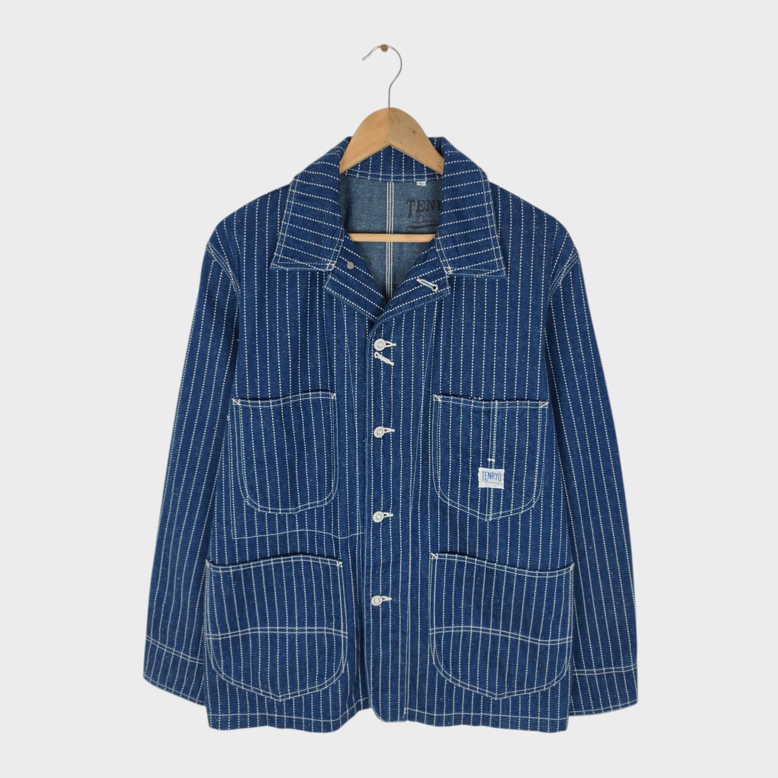 TENRYO DENIM Men's Made in Japan Blue Denim Wabash Chore Jacket