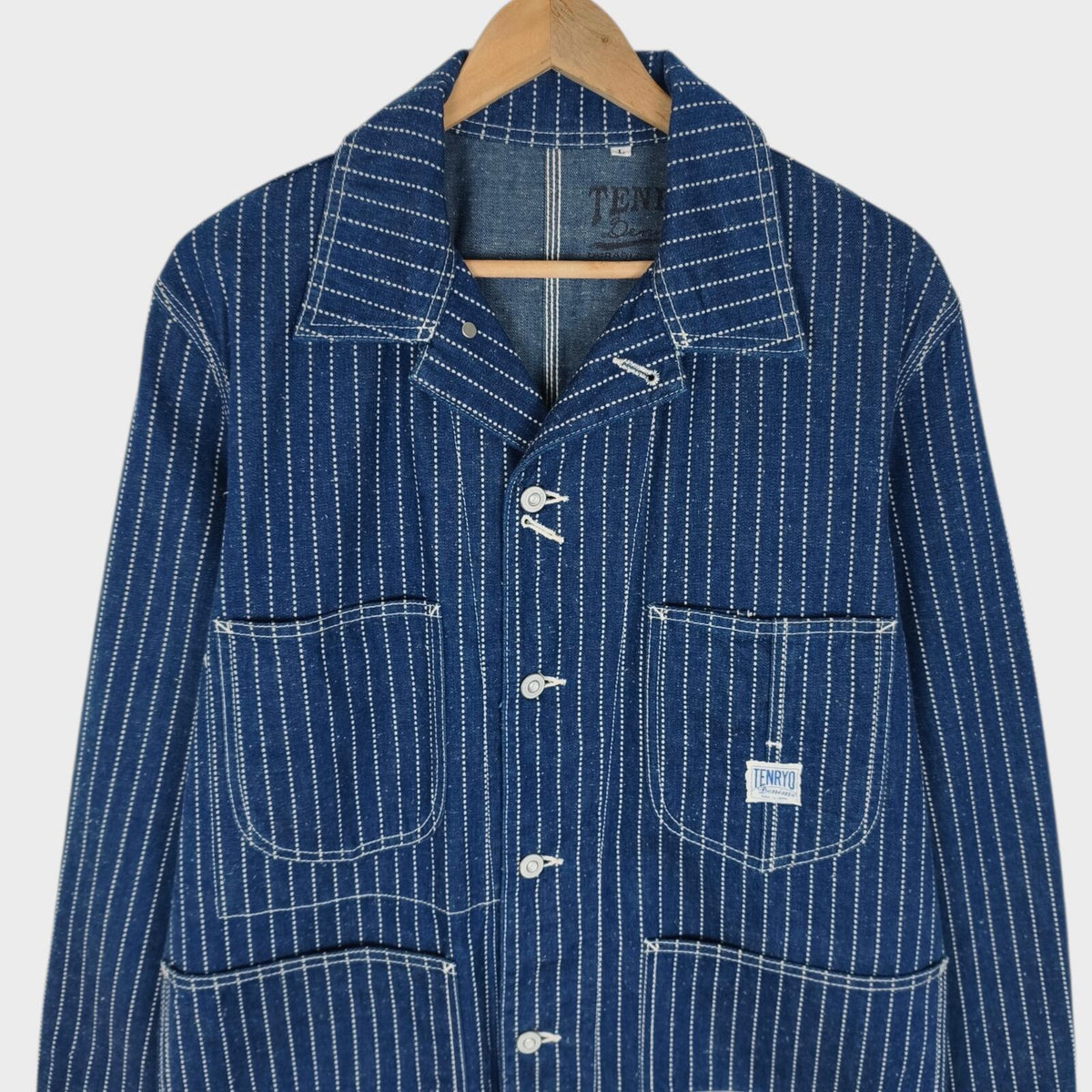 TENRYO DENIM Men's Made in Japan Blue Denim Wabash Chore Jacket