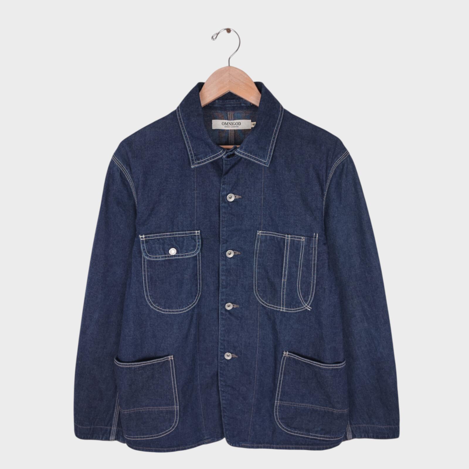 OMNIGOD Men's Blue Made in Japan Denim Chore Jacket