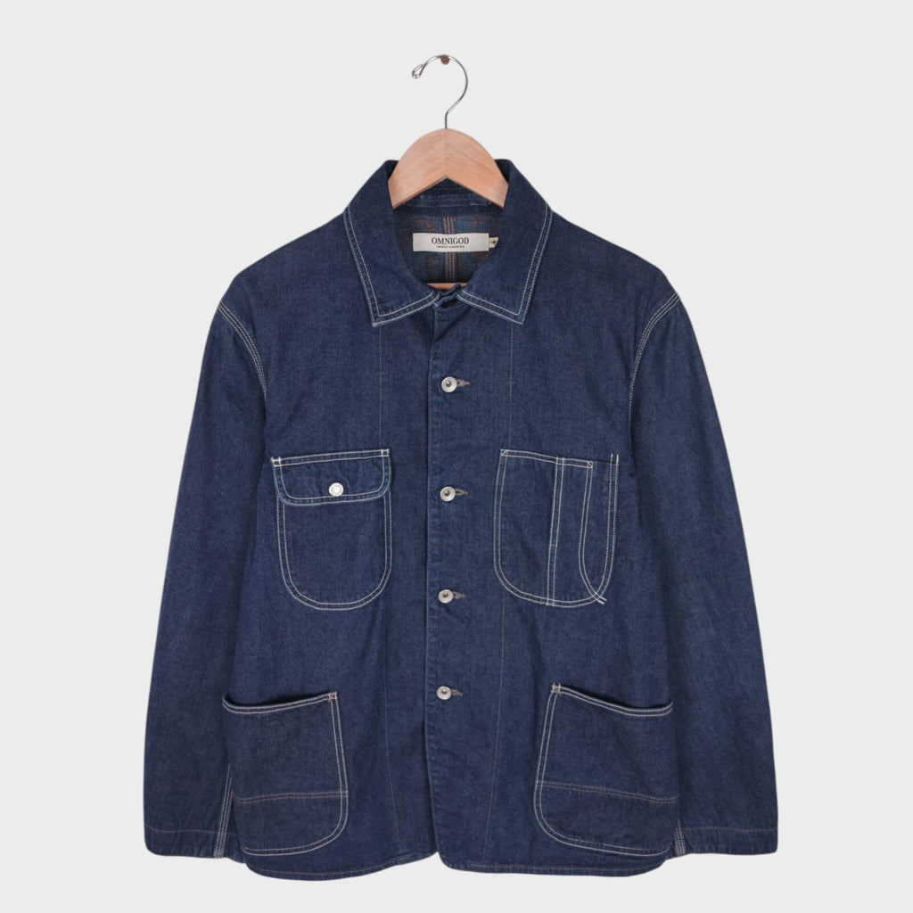 OMNIGOD Men's Blue Made in Japan Denim Chore Jacket