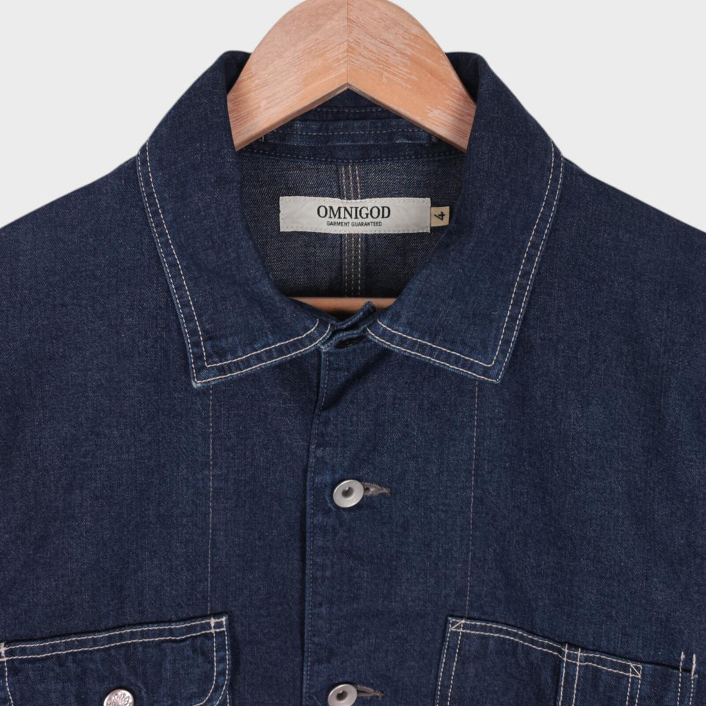 OMNIGOD Men's Blue Made in Japan Denim Chore Jacket