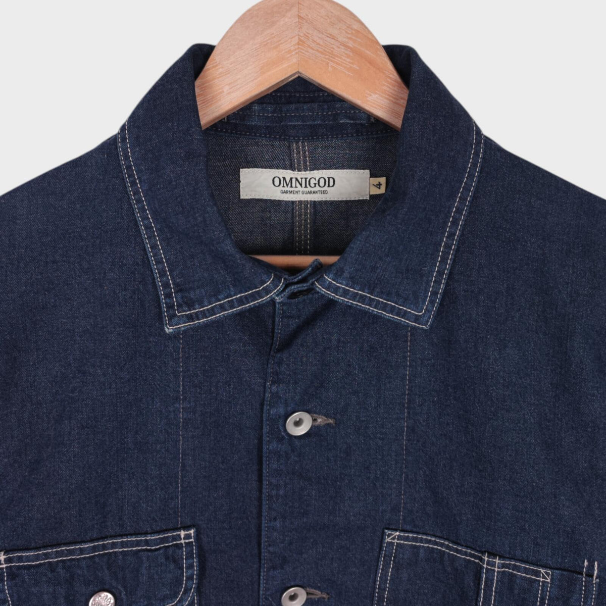 OMNIGOD Men's Blue Made in Japan Denim Chore Jacket