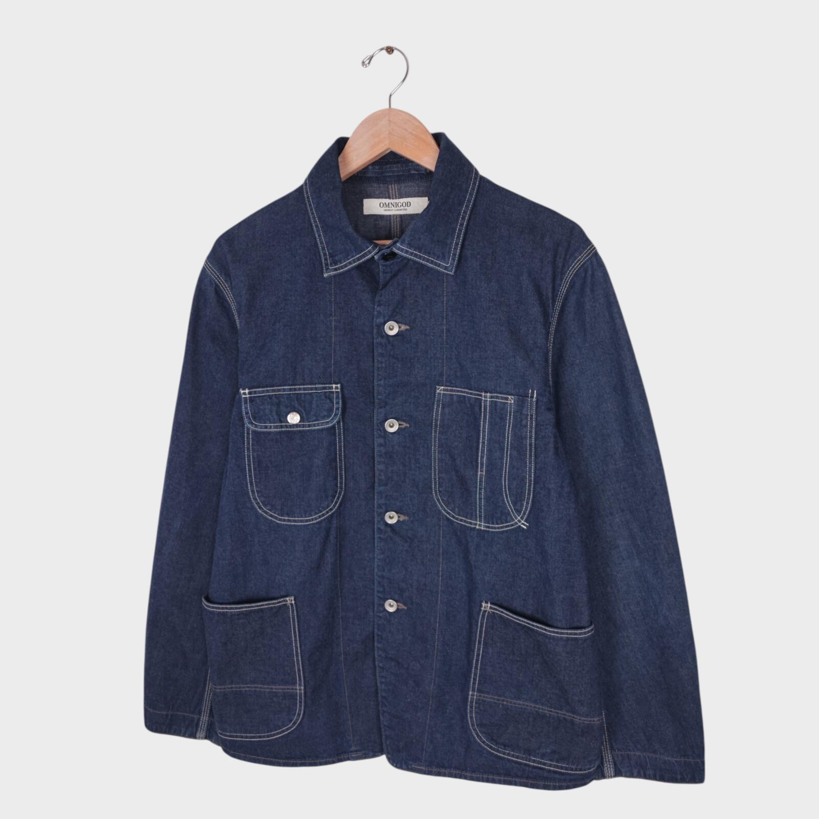 OMNIGOD Men's Blue Made in Japan Denim Chore Jacket