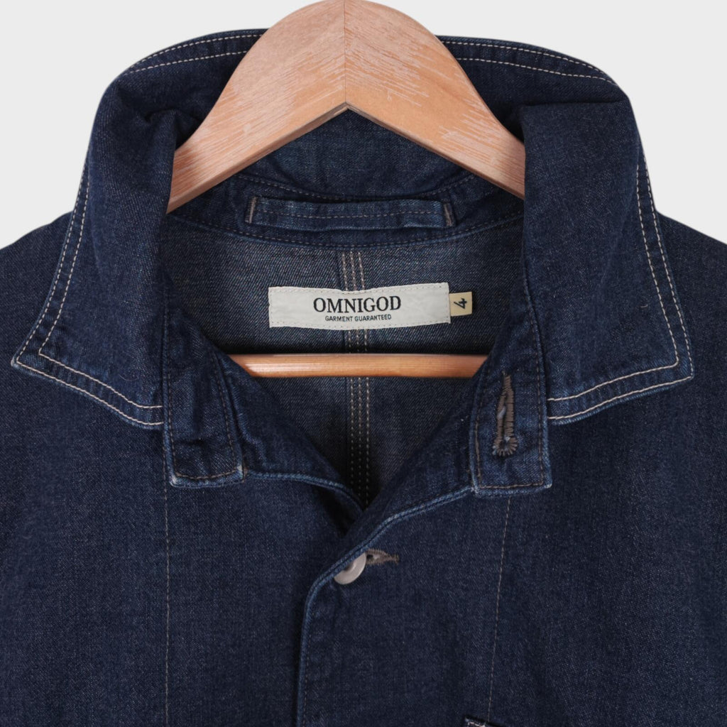 OMNIGOD Men's Blue Made in Japan Denim Chore Jacket