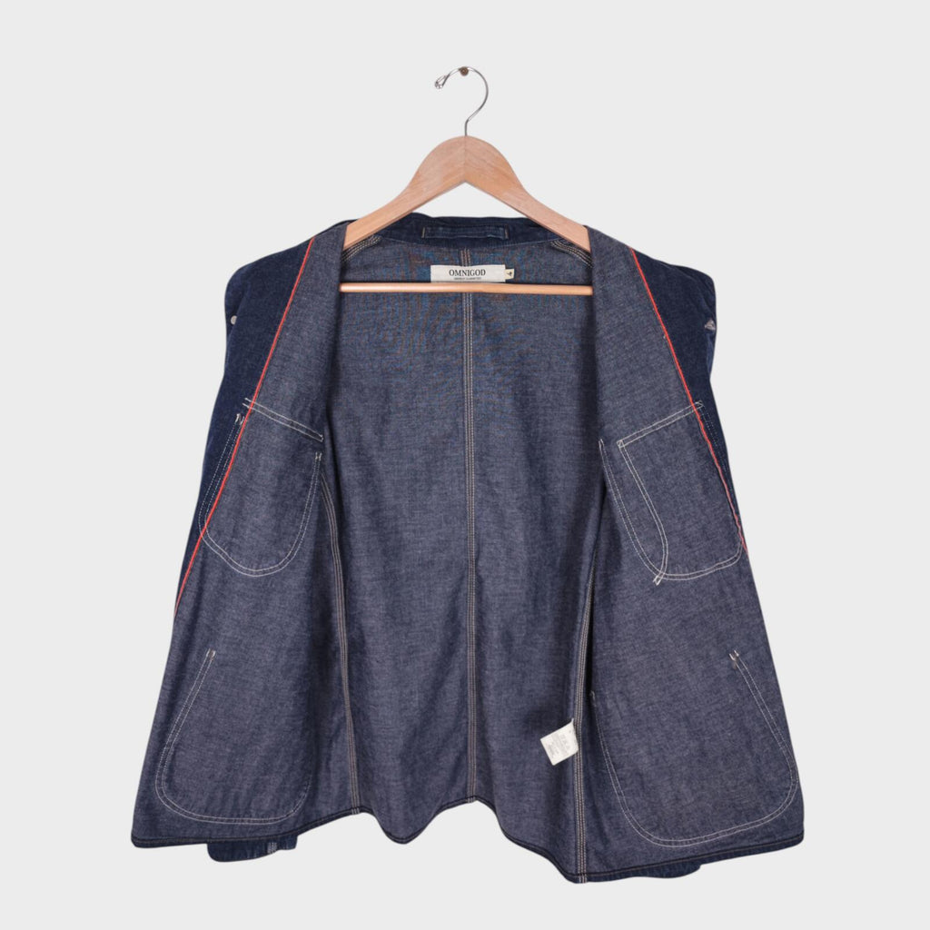 OMNIGOD Men's Blue Made in Japan Denim Chore Jacket