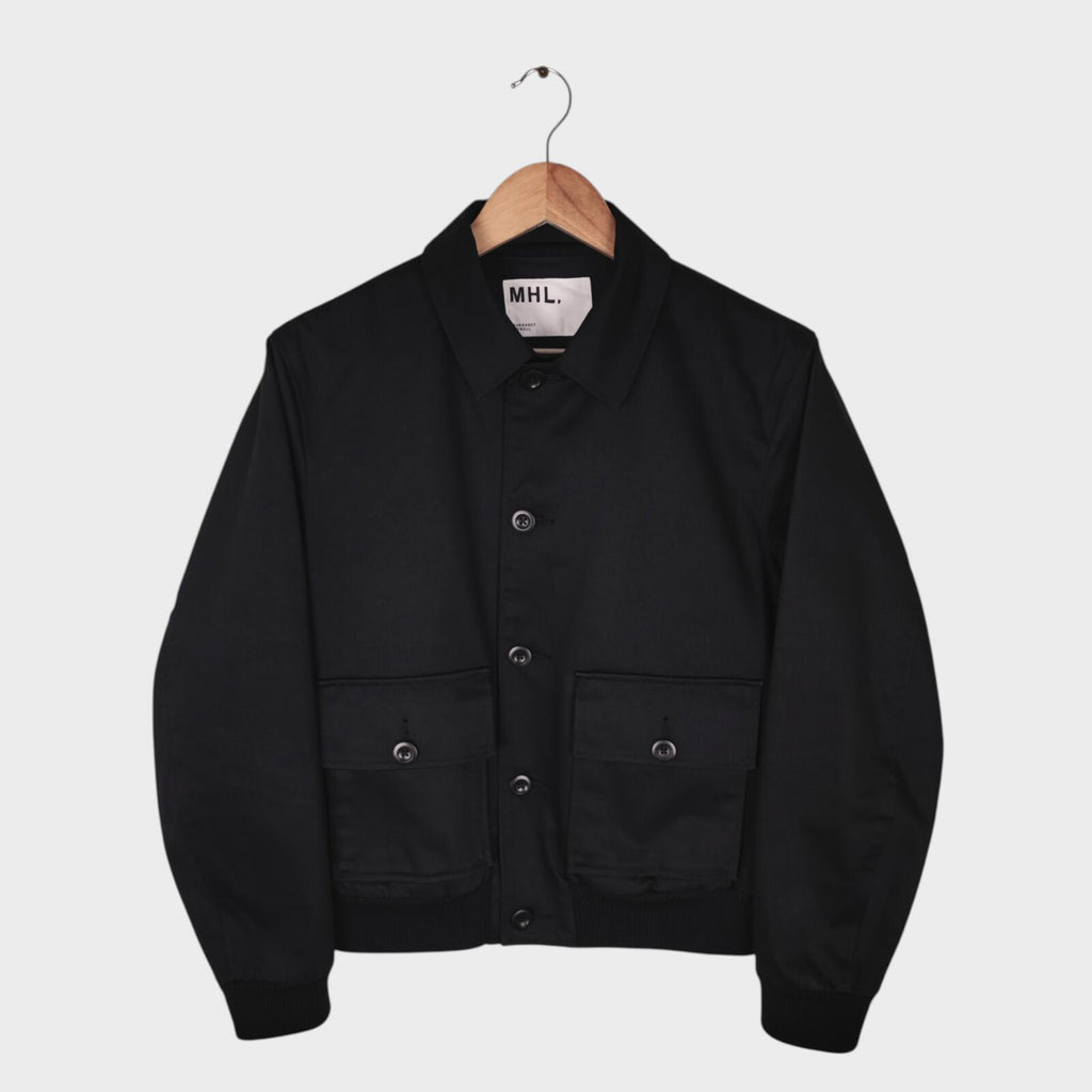 MHL MARGARET HOWELL Men's Black Cropped Cotton Twill Bomber Jacket
