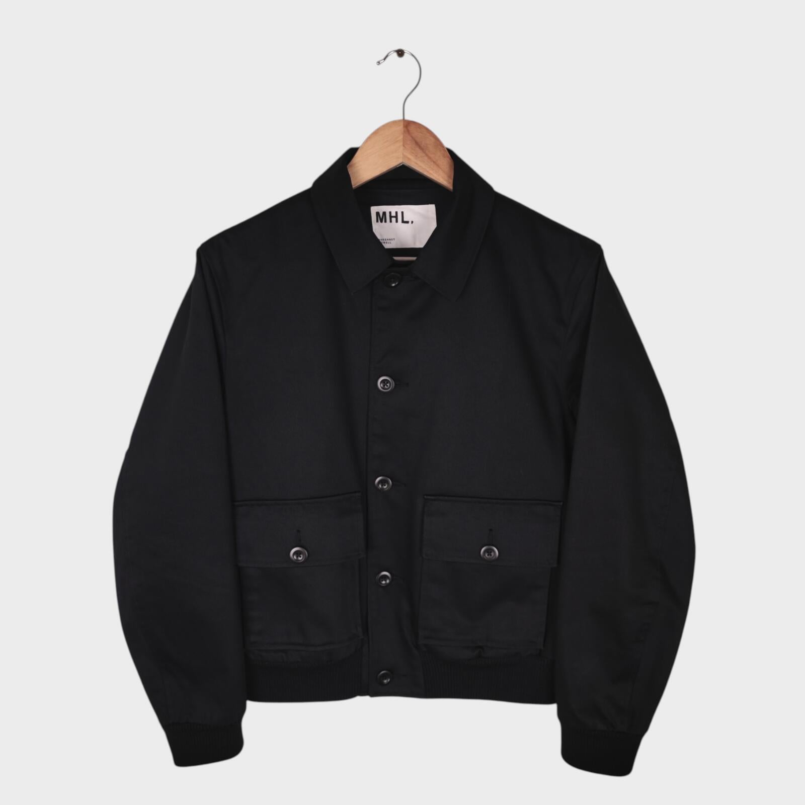 MHL MARGARET HOWELL Men's Black Cropped Cotton Twill Bomber Jacket