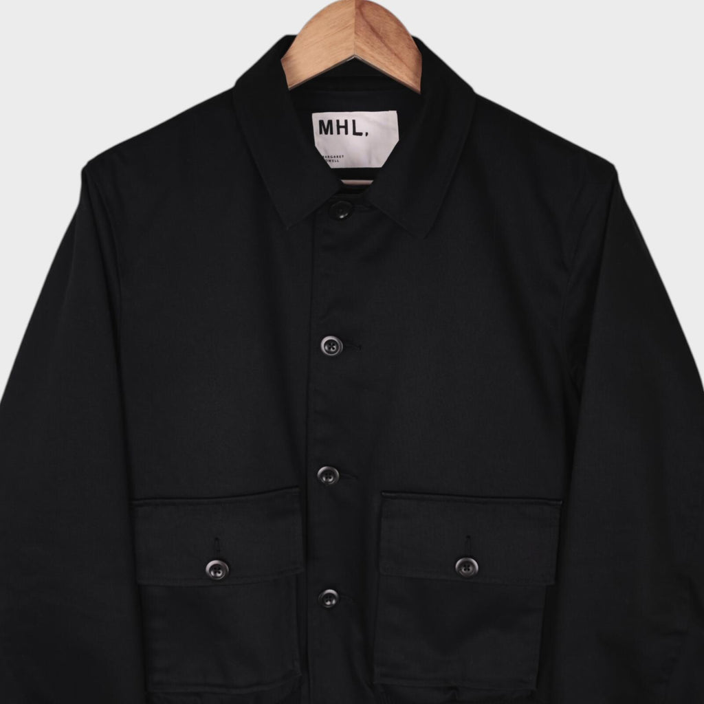 MHL MARGARET HOWELL Men's Black Cropped Cotton Twill Bomber Jacket