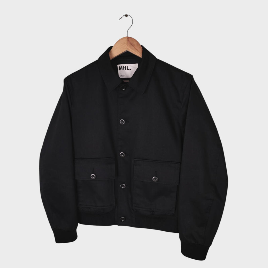 MHL MARGARET HOWELL Men's Black Cropped Cotton Twill Bomber Jacket