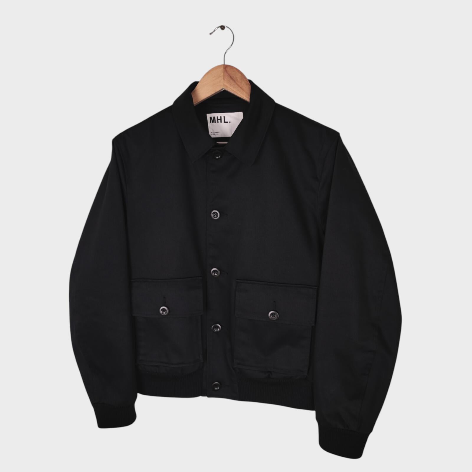MHL MARGARET HOWELL Men's Black Cropped Cotton Twill Bomber Jacket