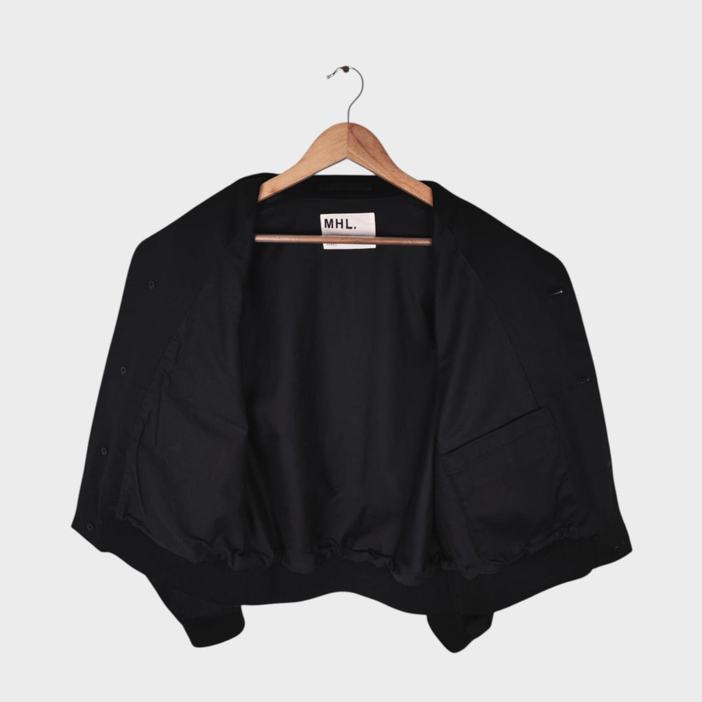 MHL MARGARET HOWELL Men's Black Cropped Cotton Twill Bomber Jacket