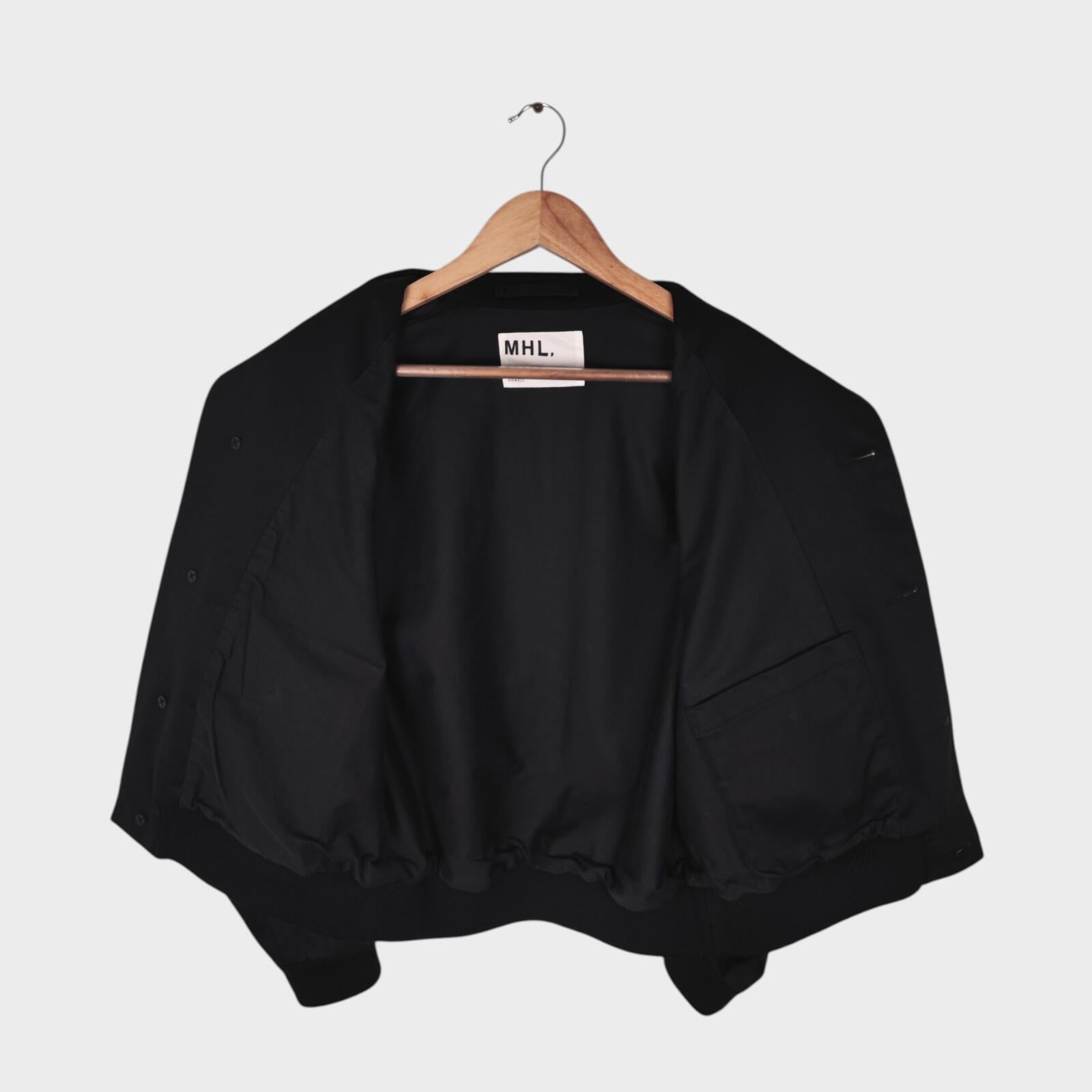 MHL MARGARET HOWELL Men's Black Cropped Cotton Twill Bomber Jacket