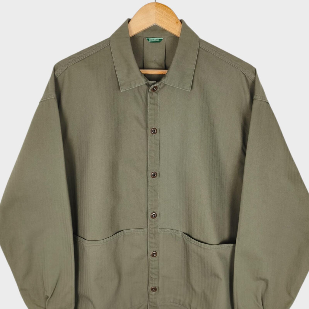 SPELLBOUND Men's Made in Japan Olive Green Boxy Fit Utility Jacket