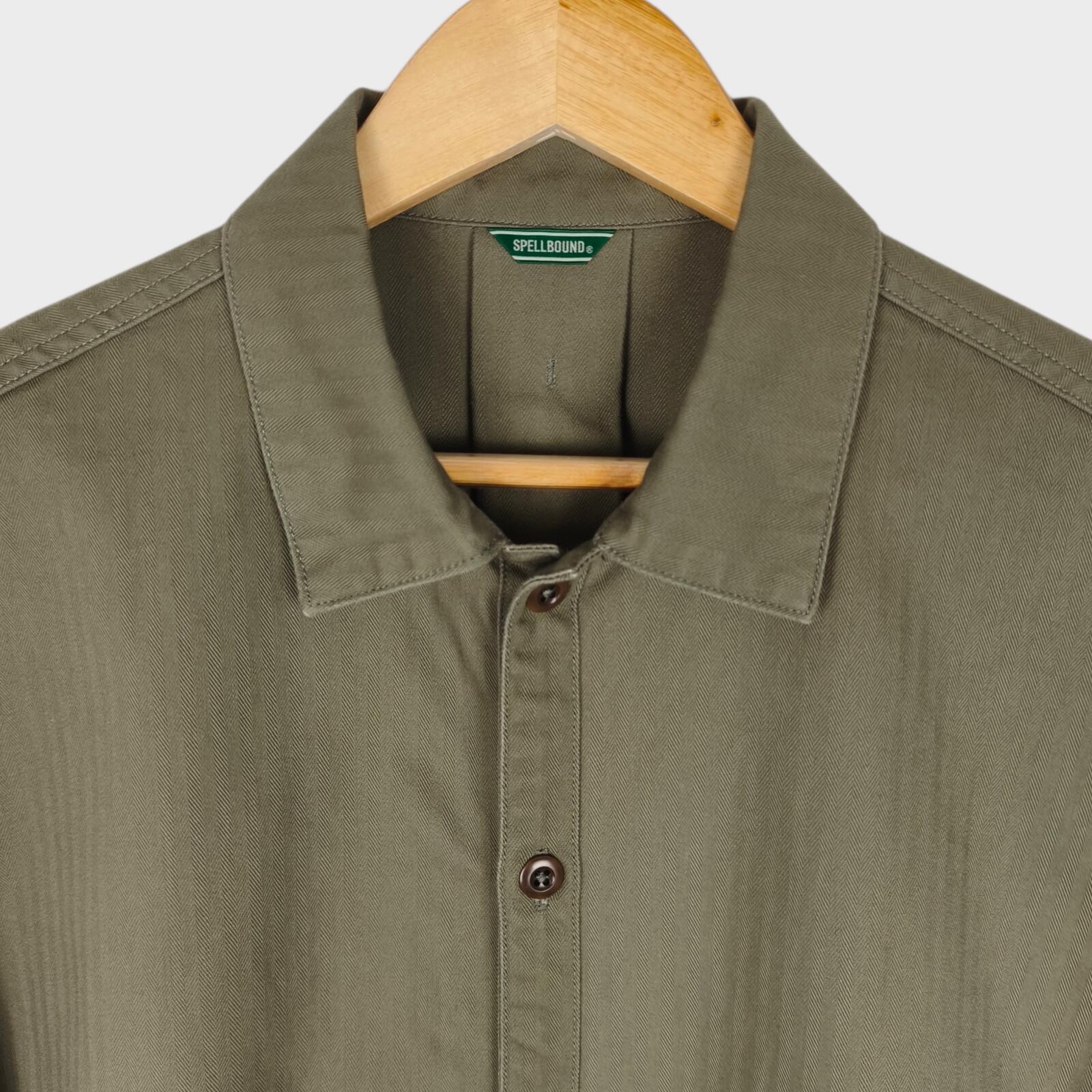 SPELLBOUND Men's Made in Japan Olive Green Boxy Fit Utility Jacket