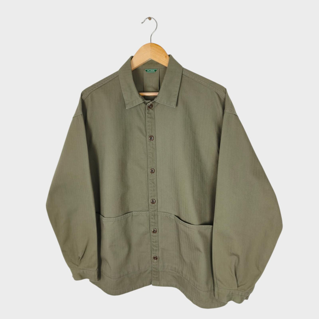 SPELLBOUND Men's Made in Japan Olive Green Boxy Fit Utility Jacket