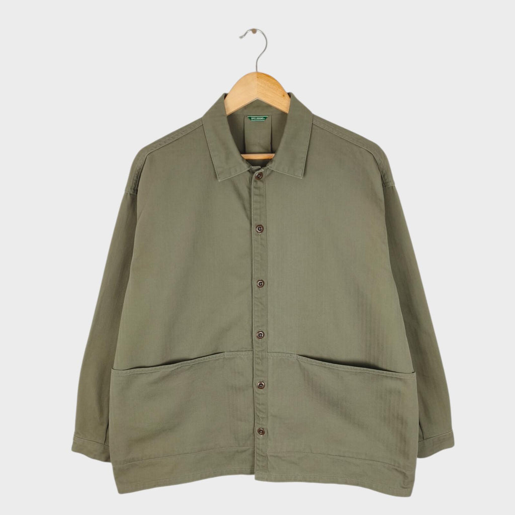 SPELLBOUND Men's Made in Japan Olive Green Boxy Fit Utility Jacket