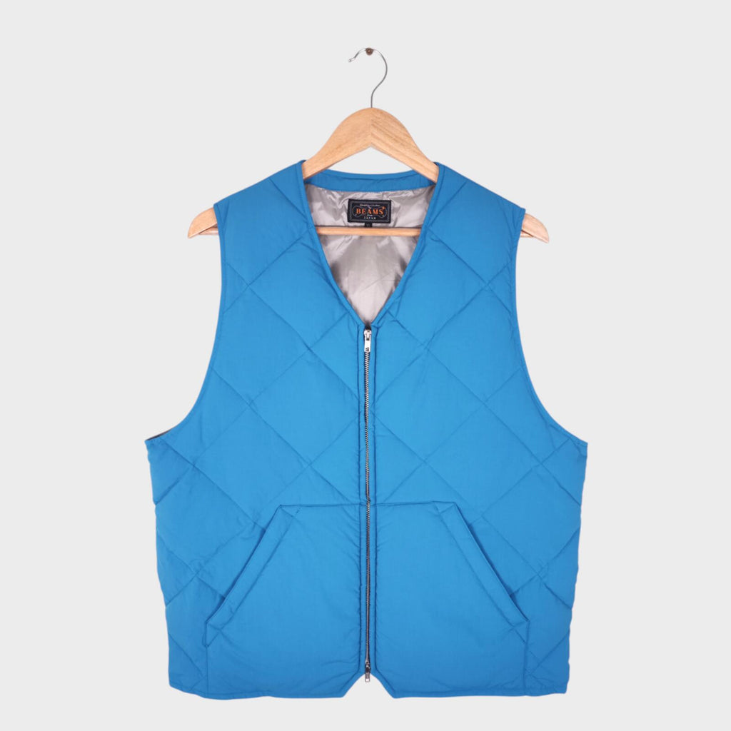 BEAMS PLUS Men's Blue Lightweight Quilted Primaloft Gilet