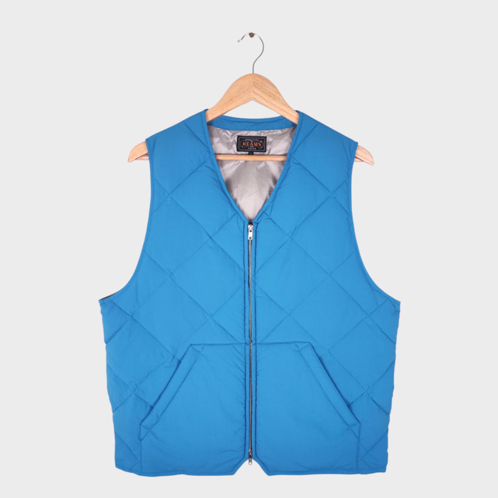 BEAMS PLUS Men's Blue Lightweight Quilted Primaloft Gilet