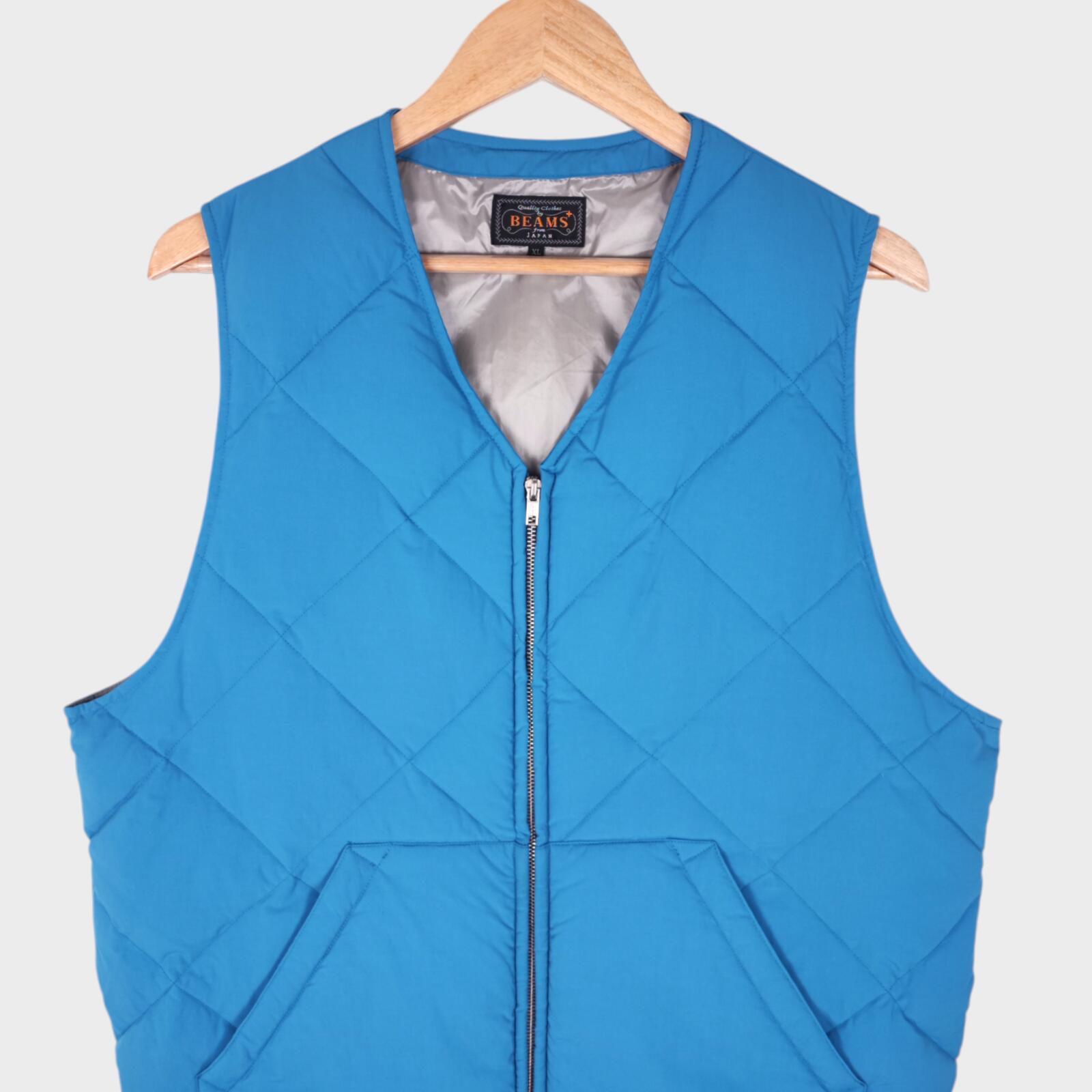 BEAMS PLUS Men's Blue Lightweight Quilted Primaloft Gilet