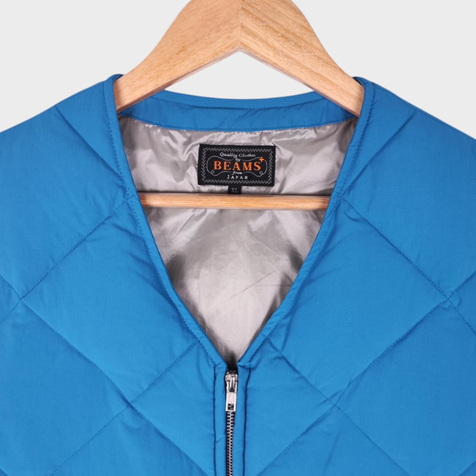 BEAMS PLUS Men's Blue Lightweight Quilted Primaloft Gilet
