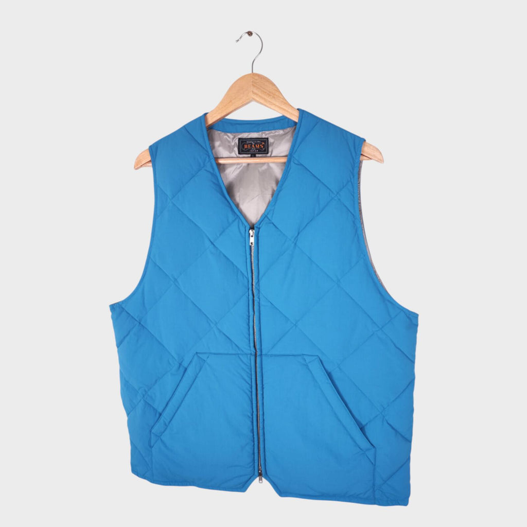 BEAMS PLUS Men's Blue Lightweight Quilted Primaloft Gilet