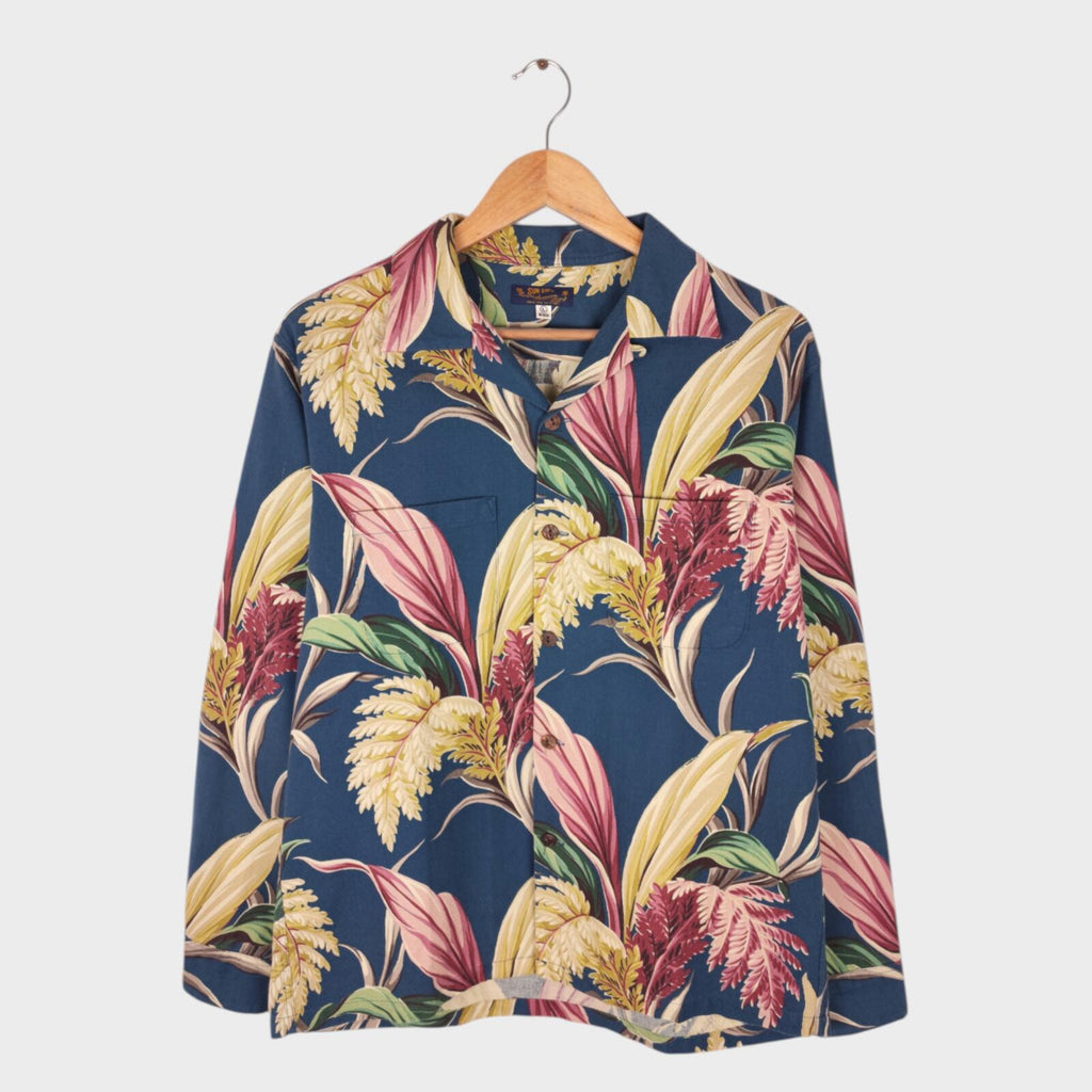 SUN SURF Men's Floral Print Camp Collar Shirt