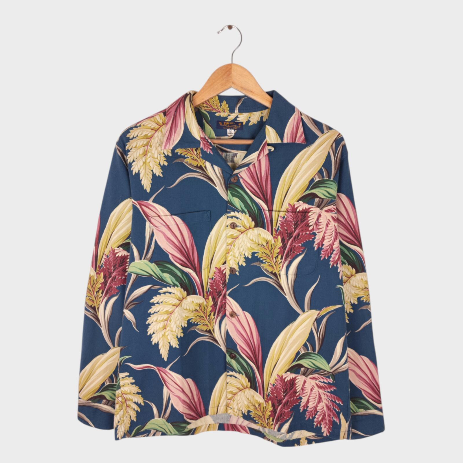 SUN SURF Men's Floral Print Camp Collar Shirt