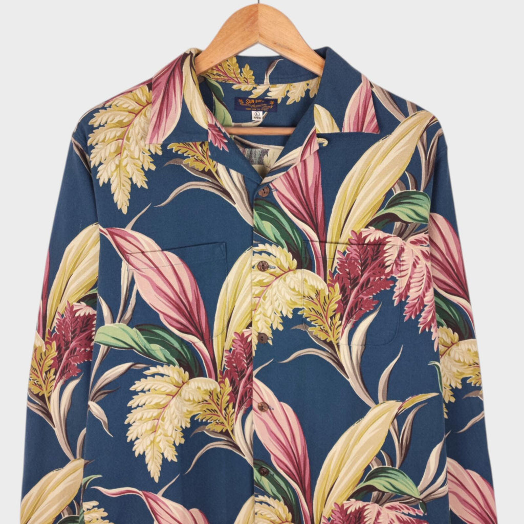 SUN SURF Men's Floral Print Camp Collar Shirt