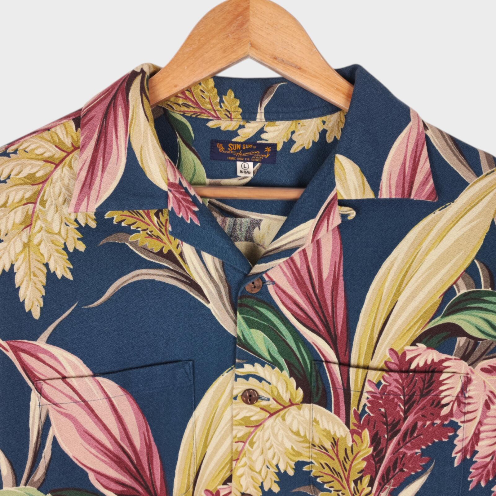 SUN SURF Men's Floral Print Camp Collar Shirt