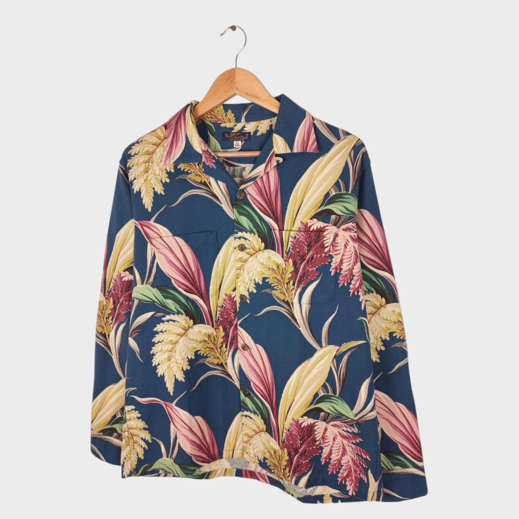 SUN SURF Men's Floral Print Camp Collar Shirt