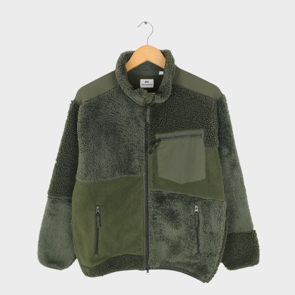 ENGINEERED GARMENTS x UNIQLO Men's Green Patchwork Fleece Zip Jacket
