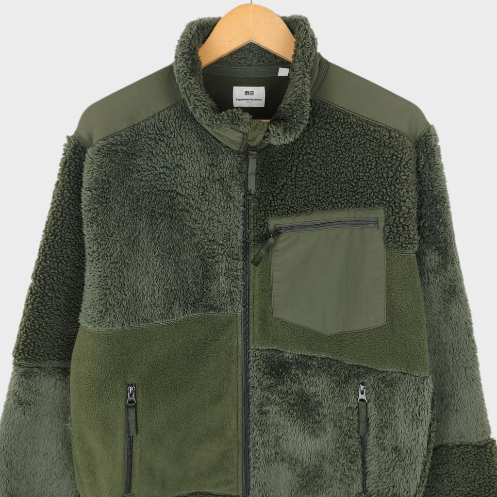 ENGINEERED GARMENTS x UNIQLO Men's Green Patchwork Fleece Zip Jacket