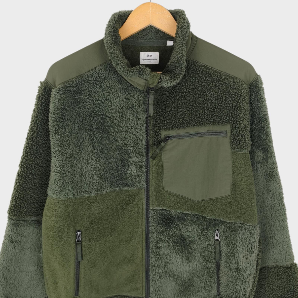 ENGINEERED GARMENTS x UNIQLO Men's Green Patchwork Fleece Zip Jacket