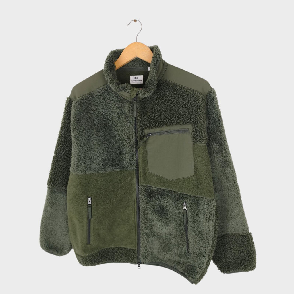 ENGINEERED GARMENTS x UNIQLO Men's Green Patchwork Fleece Zip Jacket