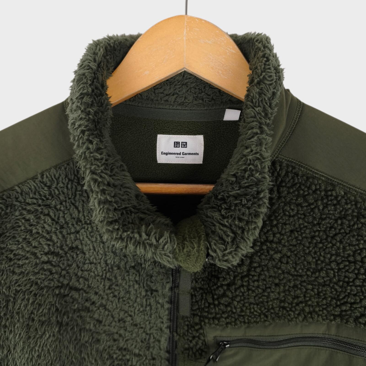 ENGINEERED GARMENTS x UNIQLO Men's Green Patchwork Fleece Zip Jacket