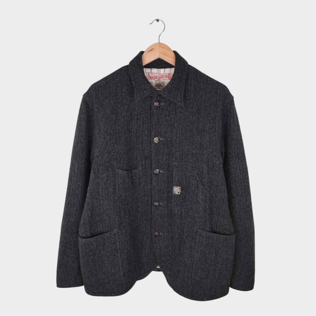 SUGAR CANE Men's Made in Japan Grey Wool Chore Jacket